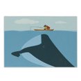 thumbnail image 1 of Whale Cutting Board, Navy Themed Vintage Cartoon Design with Sun Ship and Mottos on It Work of Art, Decorative Tempered Glass Cutting and Serving Board, Small Size, Multicolor, by Ambesonne, 1 of 1