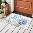 thumbnail image 4 of 2x3 Ft Entryway Area Rug, Summer Coral Kitchen Rug Runner Washable Floor Mat, Vintage Coastal Ocean Blue Green Plant Non Slip Indoor Door Mat Throw Carpet for Bathroom Living Room Bedroom, 4 of 8