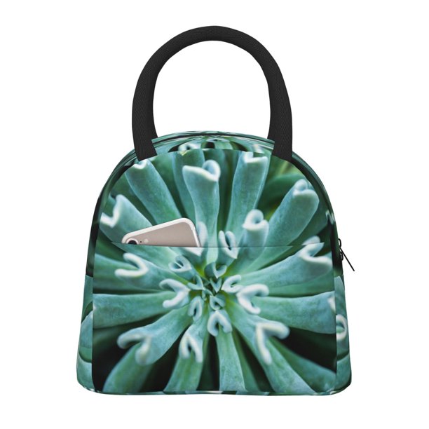 Easygdp Teal Cactus Bolsa de Almuerzo Insulada Grande, Forro de Aluminio, Diseño Espacioso, a Prueba de Fugas, Ideal para Trabajo, Picnics, Viajes y Actividades al Aire Libre