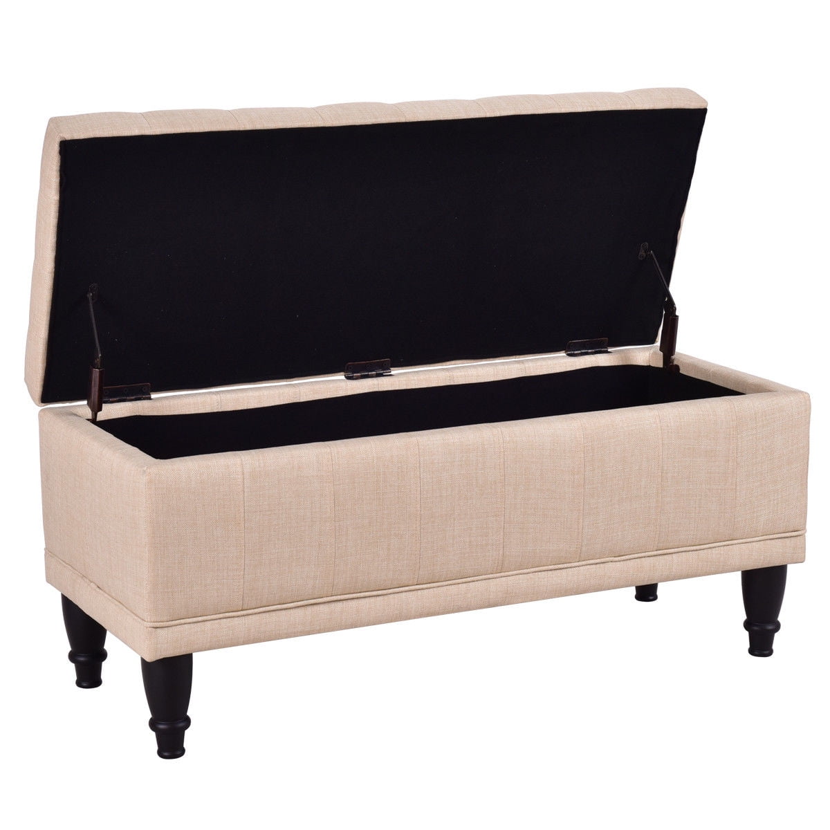 Gymax Beige Ottoman Bench Storage Chest Seat ChairTufted Lift Top W/Wood Legs Walmart Canada