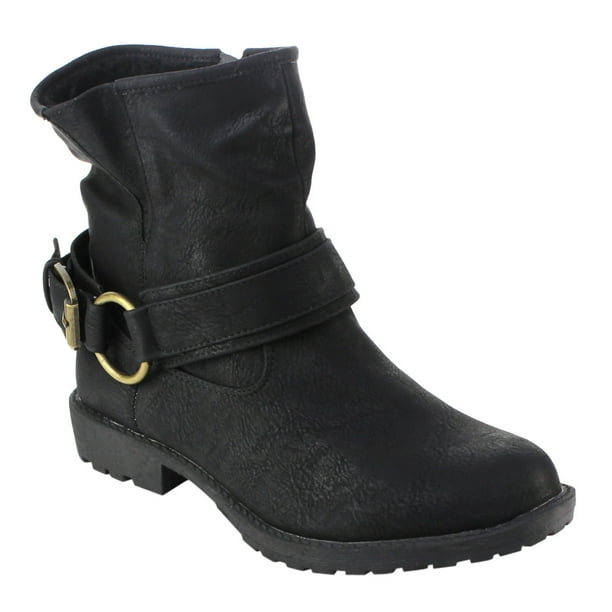 DbDk - DBDK AD37 Women's Distressed Zipper Lug Sole Flat Ankle Booties Full Size Small - Walmart