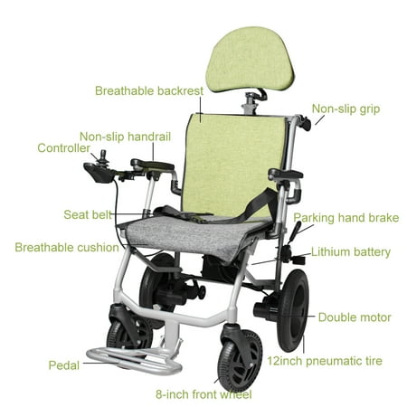 Foldable Lightweight Electric Power Wheelchair Mobility Aid Motorized