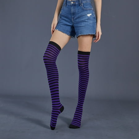 

Women Girl Stockings Cotton Striped Plus Size Over-the-Knee Leg Socks