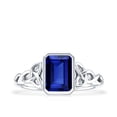 thumbnail image 4 of Solitaire Lab Created Blue Sapphire Celtic Ring with Diamond - 1.7 Carat - AAAA Quality, 925 Sterling Silver, US 4.00, 4 of 8