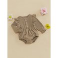thumbnail image 5 of Baby Toddler Girls Spring Autumn Romper 3 6 12 18 Months Long Sleeve Round Neck Solid Color Button Jumpsuit, 5 of 9