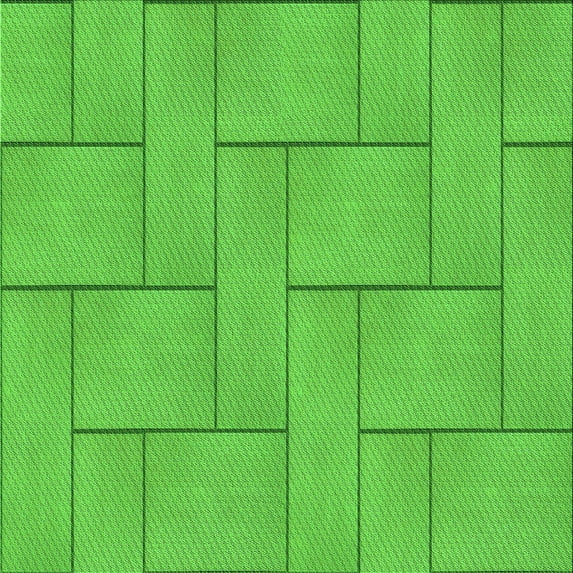 Ahgly Company Indoor Square Patterned Lime Green Area Rugs, 7' Square