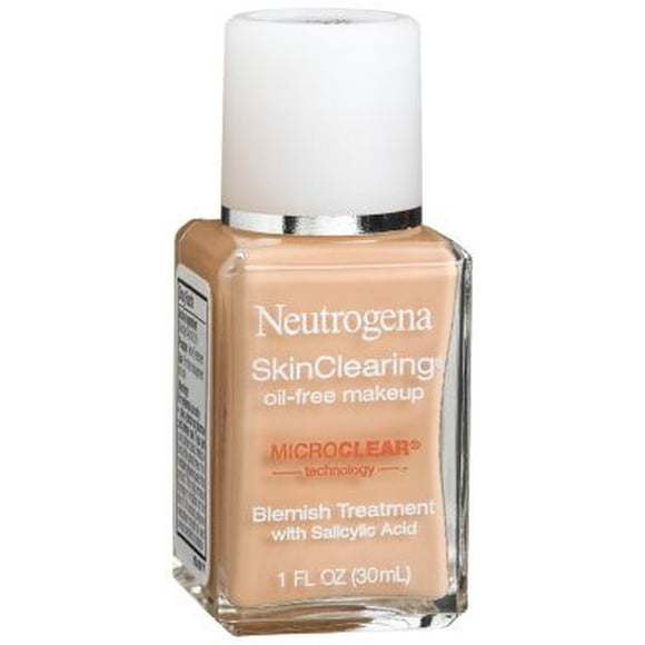 Neutrogena SkinClearing Base líquida para combatir el acné y las imperfecciones sin aceite con ácido salicílico Medicina para el acné, control del brillo, para piel propensa al acné, 40 nude, 1 fl.