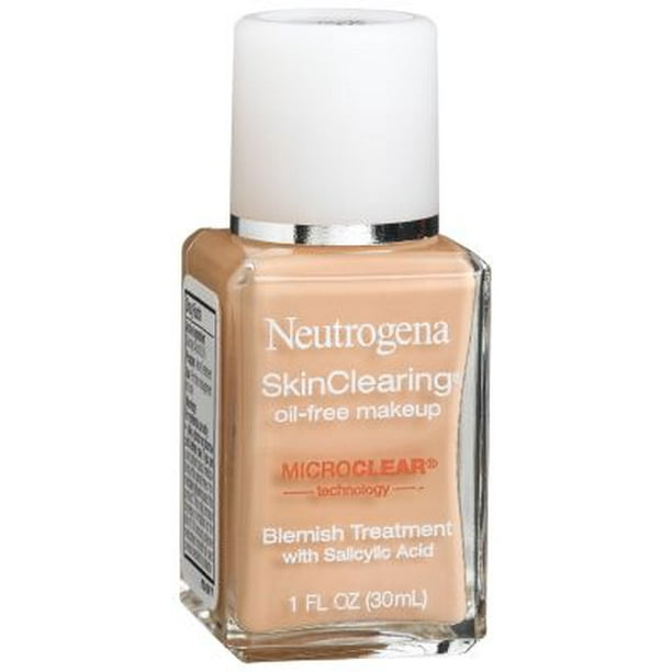 Neutrogena SkinClearing Base líquida para combatir el acné y las imperfecciones sin aceite con ácido salicílico Medicina para el acné, control del brillo, para piel propensa al acné, 40 nude, 1 fl.