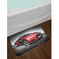 thumbnail image 2 of Cars Bath Mat, Modern Era Sports Car Designed for Spirited Performance and Fast Speed Racing Print, Non-Slip Plush Mat Bathroom Kitchen Laundry Room Decor, 29.5 X 17.5 Inches, Silver Red, Ambesonne, 2 of 2