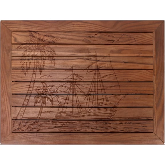 Teak Wood Shower Mat nor Slip for Inside&Outside,Bamboo Bath Mat,Bamboo Shower Mat,Wood Bath Mat,Wooden Bathroom Mat Fast Quick Dry,24 * 18in