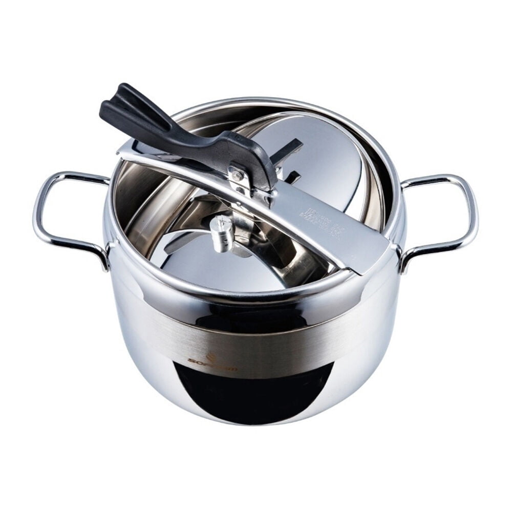 Sofram Stainless Steel Pressure Cooker 6.3 Qt (6 L) Steamer Cooker Stovetop Instant Cooking Pot Induction Safe, Silver Color