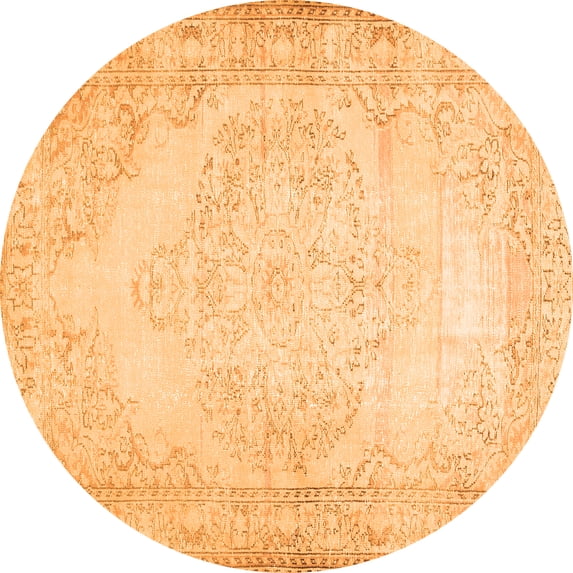 Ahgly Company Indoor Round Abstract Orange Contemporary Area Rugs, 5' Round