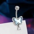 thumbnail image 4 of 2PCS Belly Button Rings Dangle Butterfly Heart Opal 316L Stainless Navel Ring 14G Curved Barbell Body Piercing Jewelry, 4 of 16