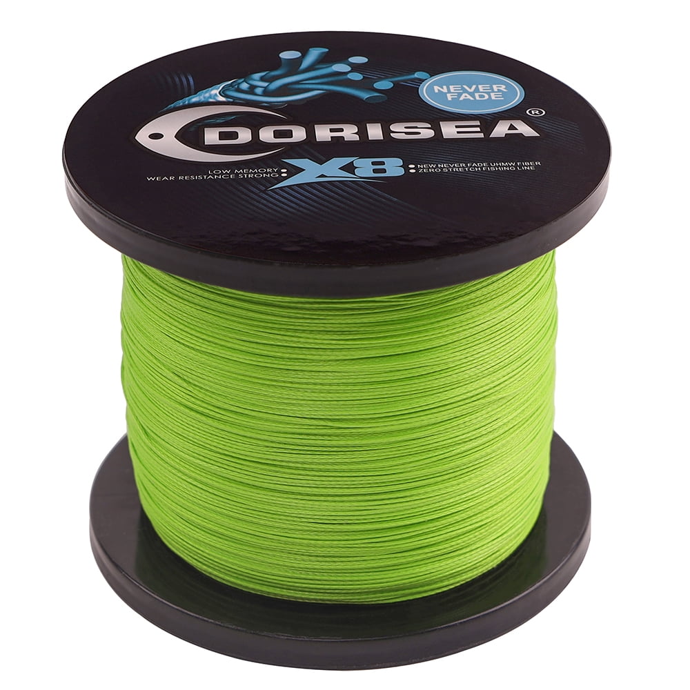 DORISEA X8 PE Braided Extreme Multifilament Fishing Wire Line,NEVER FADE Hi-vis Green
