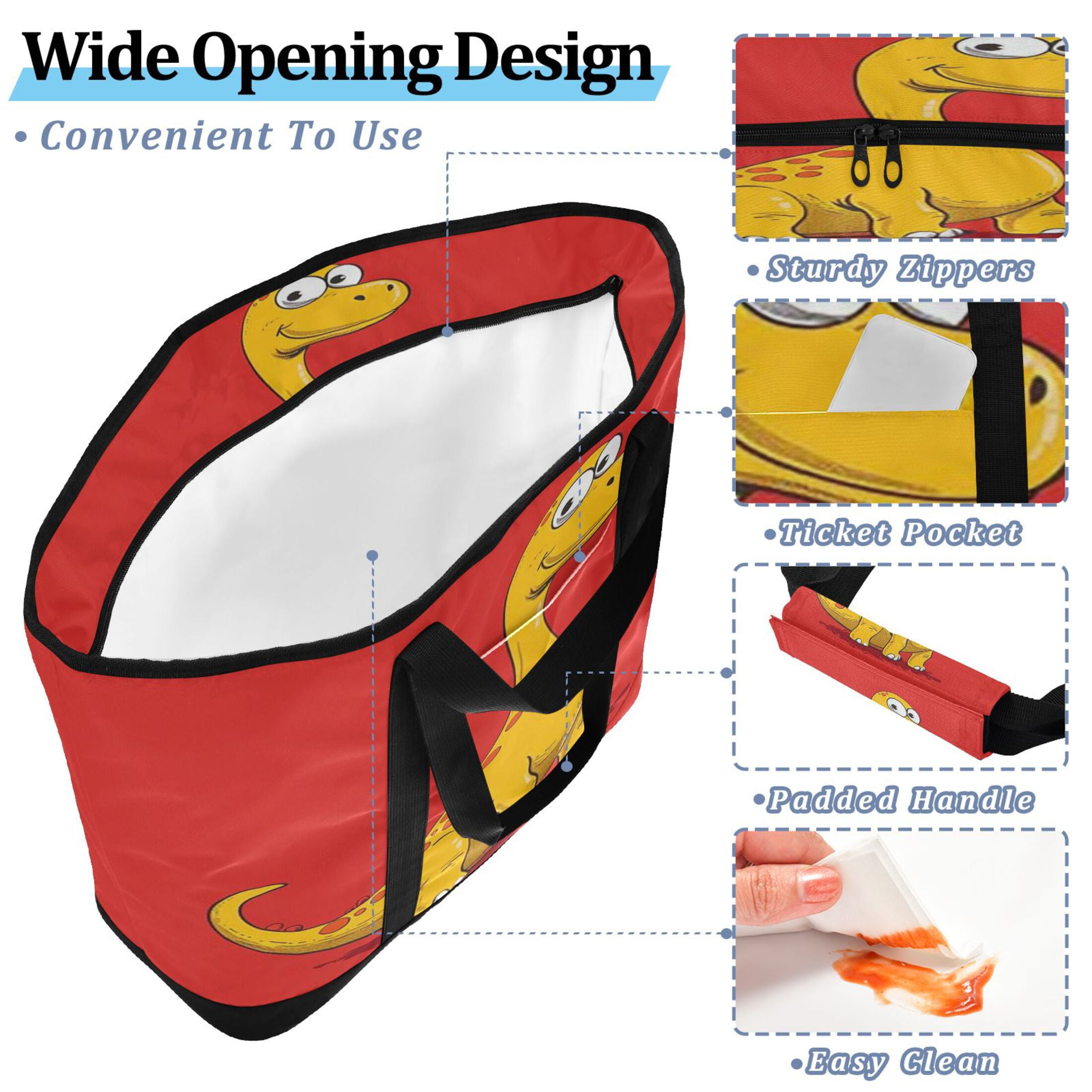 Large Hand-held Ice Pack Picnic Bag Insulation and Refrigeration Suitable for Shopping Picnics and Camping Yellow Dinosaur