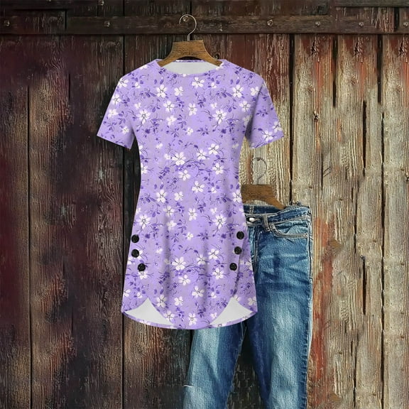 LiMoi Women Short Sleeve Tops Plus Size Tshirts Shirts Womens Cotton Print V Neck T Shirts Plus Size Shirts for Women Get it Fast