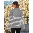 thumbnail image 4 of Women's Quarter Zip Striped Oversized Sweater Mock Turtleneck Pullover Fall Fashion Outfit Winter Trendy Clothes, 4 of 6