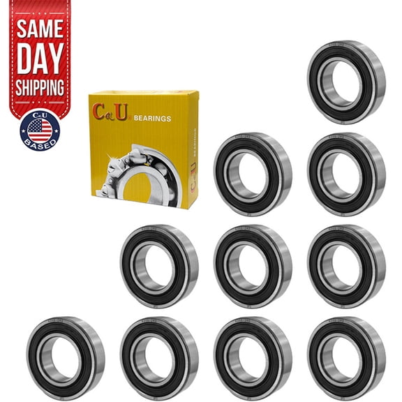 CKU Deep Groove Ball Bearings 6005-2RS Double 2RS Rubber Sealed Pre-Lubricated Chrome Steel 10-Pack 25x47x12mm
