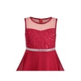 thumbnail image 4 of Girls Dress Jujube Red Embroidery Lace Chiffon Skirt Sequin Waist 10 Years, 4 of 6