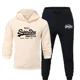 thumbnail image 3 of Otoño Invierno nueva impresión hombres mujeres moda Casual chándales al aire libre Fitness trotar conjuntos con capucha deportes Harajuku Sudadera con capucha + pantalones traje, 3 of 5