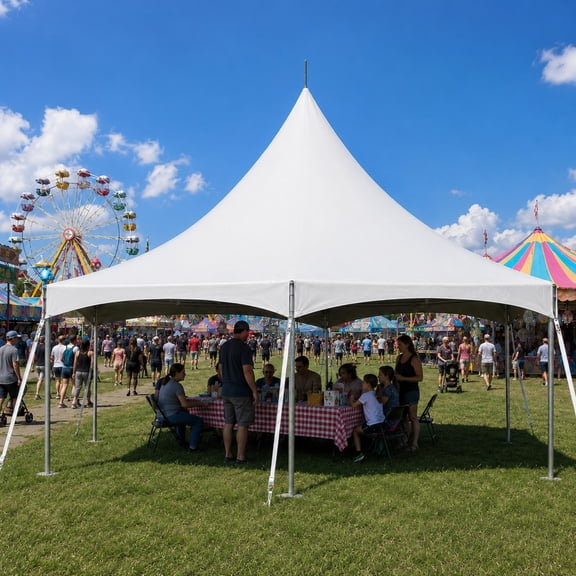 TentandTable High Peak Frame Outdoor Canopy Tent, White Hex, 15 ft x 15 ft x 15 ft