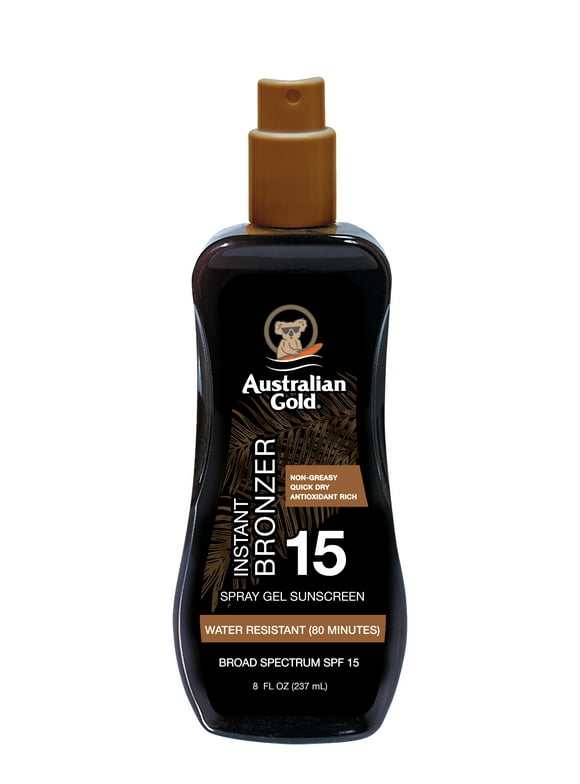 Australian Gold Spray Gel Sunscreen with Instant Bronzer, SPF 15