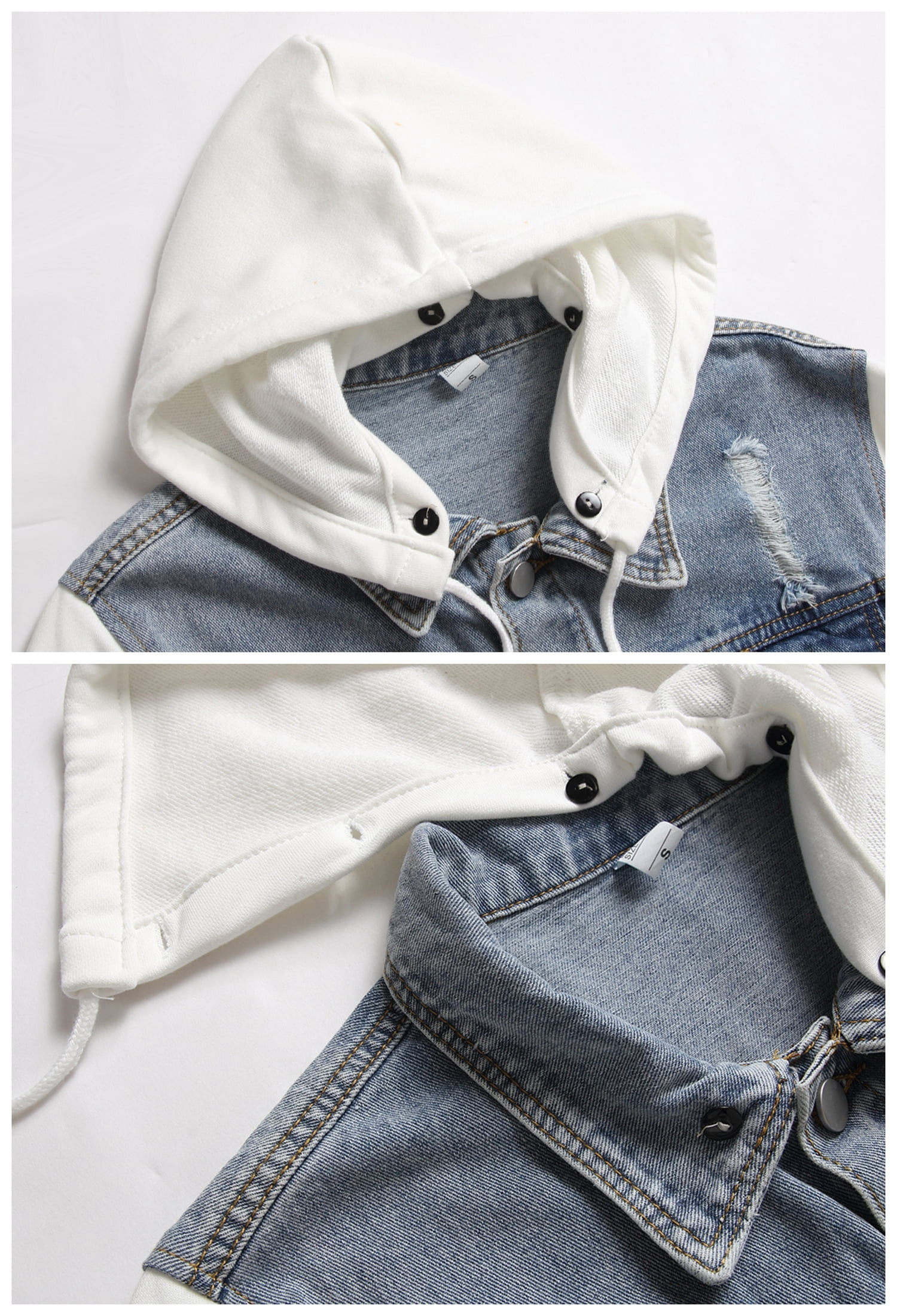 LZLER Men Hoodie Jean Jacket Fashion Denim Jacket with Detachable