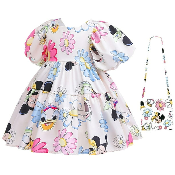 New Disney Mickey Mouse Daisy Baby Girl Cute Princess Dresses Kid Casual Dress Backless Toddler Cartoon Puff Sleeve Clothes 2 8T9 10T Gao Jinjia LED Bodega Aurrera en linea