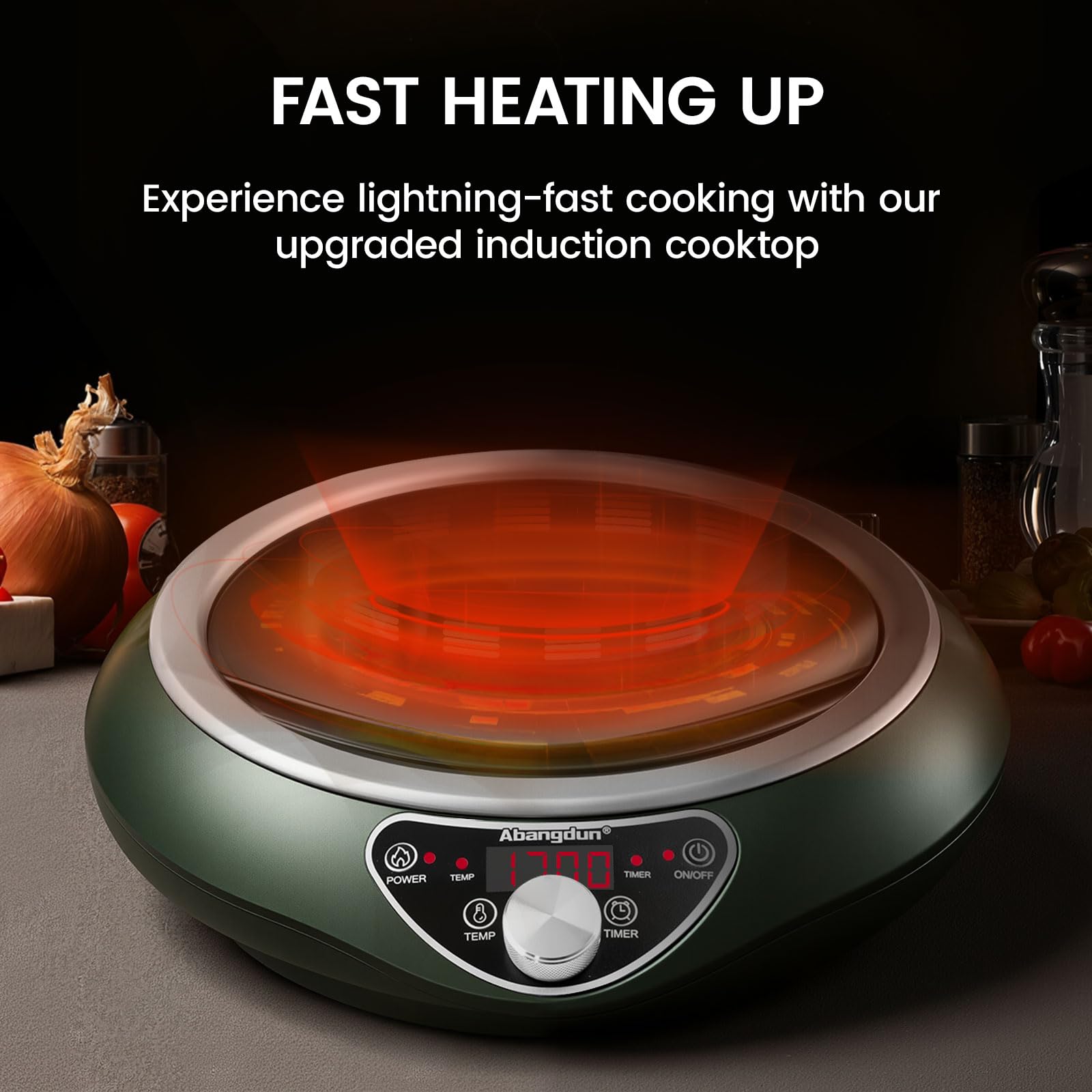 Abangdun 1700W 85V~120V Induction Cooktop Wok Burner 2026 New 1.97″ Deep Concave Curved Surface 16 level Power& Temp Ctrl Electric Stove Hot Plate Commercial Countertop Burner for Cooking Portable