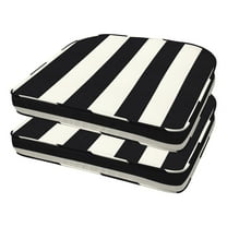 Honeycomb Outdoor Cabana Stripe Black & Ivory Rounded Seat Pad (2-Pack)