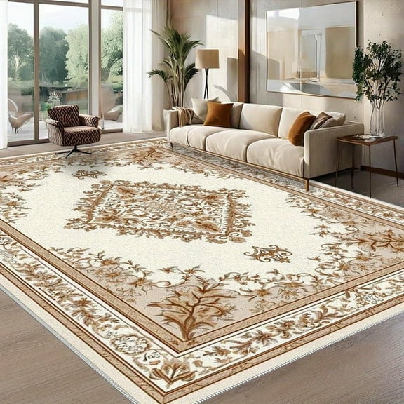 1PC Floral Patterned Area Rug Local Carpet, Lightweight Washable Easy-to-Manage Carpet Mat Festival Gift, Suitable for Living Room, Bedroom, Dining Room, Office, Balcony, Room Accessories