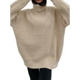 thumbnail image 2 of BEAFNKSG Women Turtleneck Knitted Sweaters Loose Long Sleeve Ribbed Knitted Tops Fall Winter Sweaters, 2 of 3