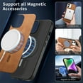 thumbnail image 2 of Case for iPhone 12 Magnetic Compatible with MagSafe, Slim Luxury Skin-Feel PU Leather Non-Slip Grip Shockproof Bumper Cover Magnetic Support Car Mount Phone Case for iPhone 12, Brown, 2 of 9