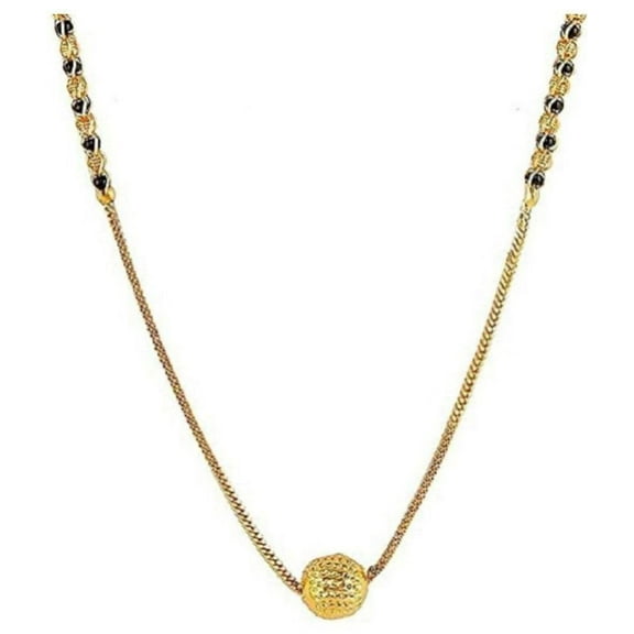 Artificial Imitation Jewellery Elegant Stylish Casual Wear Moti Mala Gold Plated Leaf Design Dokiya Mangalsutra Chain (Ethnic2)