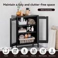 thumbnail image 6 of Elegant Small Display Cabinet with Glass Doors,Metal Storage Cabinets FreeStanding Floor Cabinet with 2-Shelves for Home,Office,Living Room,Bathroom, 6 of 7