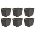 thumbnail image 1 of Sterilite 20 Gallon Stackable Plastic Storage Tote Bin w/Lid, Gray (6 Pack), 1 of 8