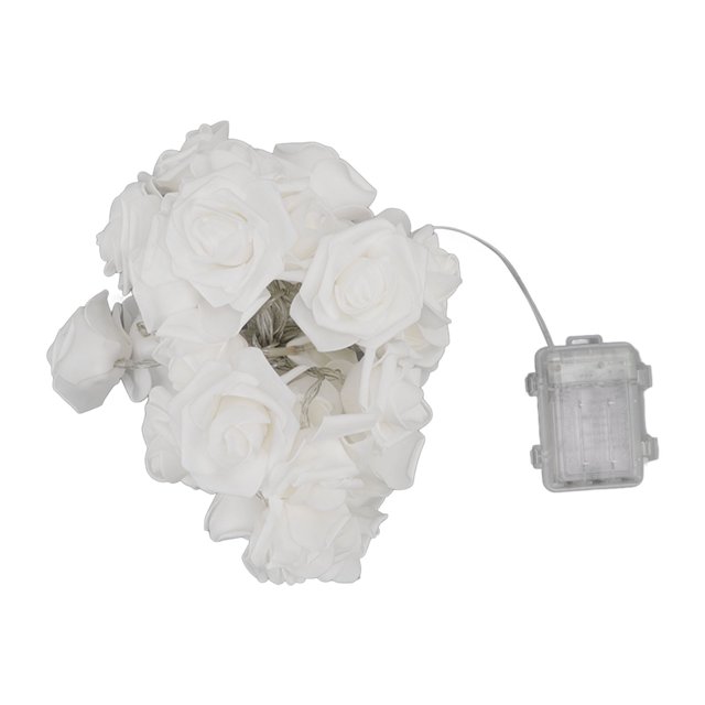 Guirlande Lumineuse Fleur de Rose à Piles, Lampe Guirlande Rose Blanche pour Saint-Valentin, Mariage, Chambre, Festival, Fête