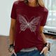 thumbnail image 2 of Camiseta de mujer, camisetas divertidas y bonitas de manga corta para otoño, camiseta con estampado de mariposa, regalo, blusa, regalo para mujer Pompotops  hfajkhk125374, 2 of 7
