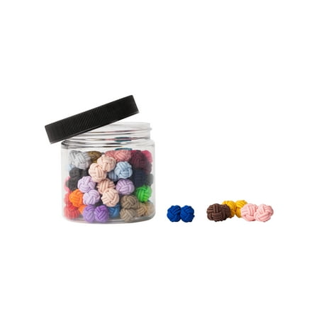 - Jacob Alexander Gift Jar 25 Pairs Solid Color Silk Knot Cufflinks Bulk Collection