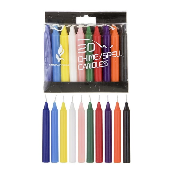 Mega Candles - Unscented 4 Inch Mini Chime Ritual Spell Taper Candles - Set of 20