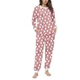 thumbnail image 2 of Conjunto de top y pantalones de poliéster con bolsillos largos y estampado de cuello redondo informal para mujer, 2 of 6