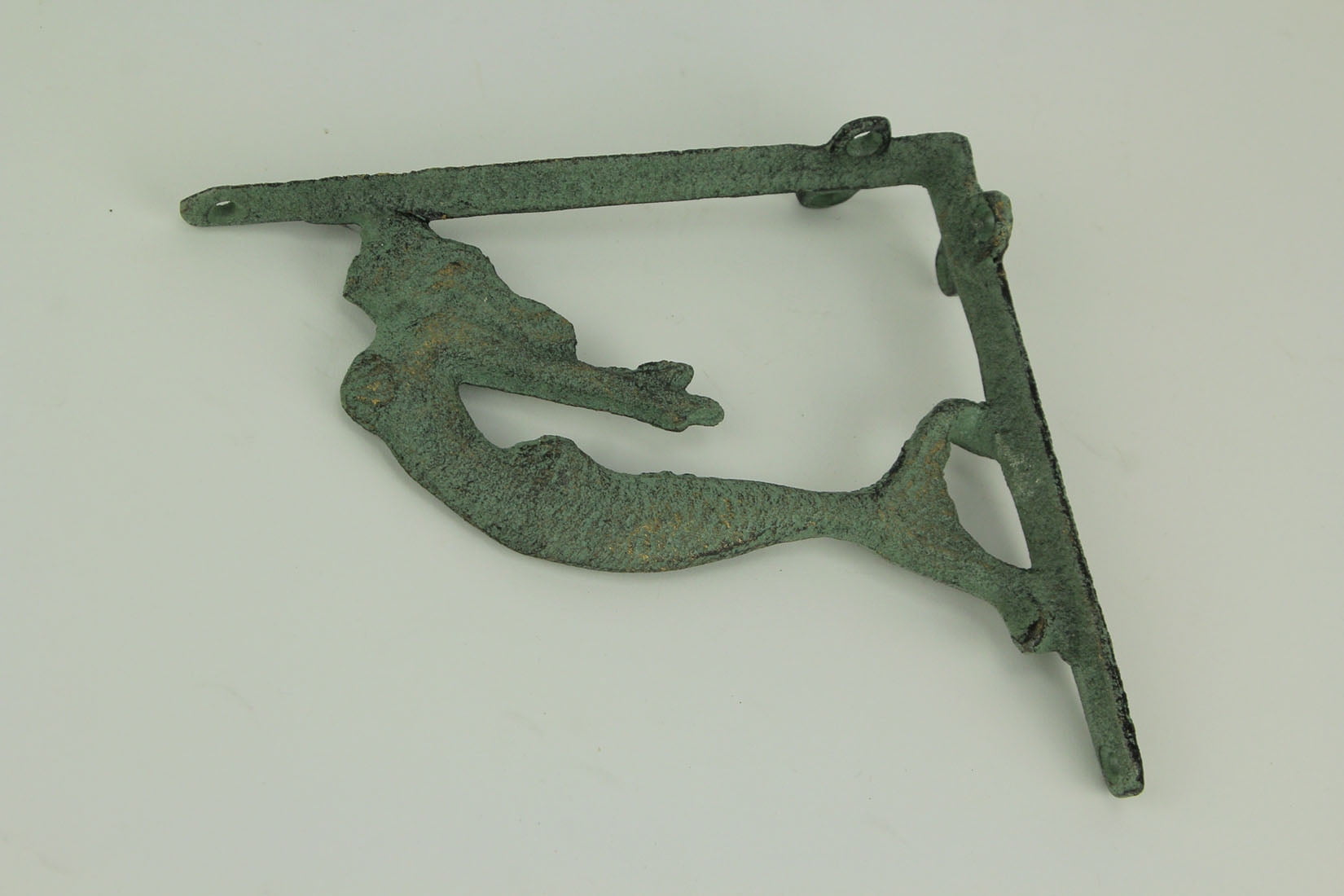 Zeckos Green Cast Iron Swimming Mermaid Wall Shelf Bracket Set of 2