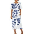 thumbnail image 4 of Summer Saving Wycnly Lounge Sets for Women Fashion Floral Print 2 Piece Outfits Homewear Crewneck Short Sleeve Top and Capris Sleepwear Pajamas Sets under $5, 4 of 7