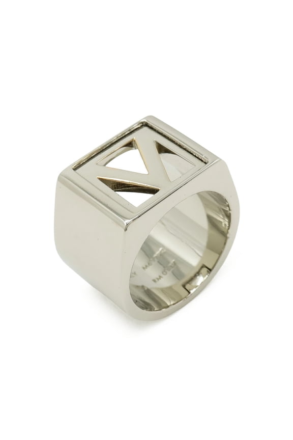 Pre-Owned LOUIS VUITTON Chivaliere V Square Ring, Size M (#19), Silver, M61992