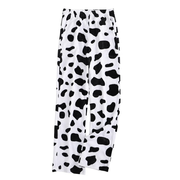 LSLJS Fleece Lined Pants Women Plus Size Elastic Waist Pajamas Pants Cute Trendy Cow Print Casual Trousers, S-3XL, Gifts for Women