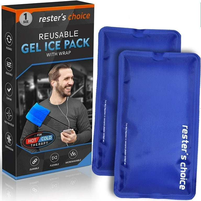 Gel Ice Packs for Hot and Cold Therapy: Flexible, Reusable, & Microwavable | for Pain Relief, Sports Injuries, Swelling, etc. (2 Pack : 4 x 10 Each)