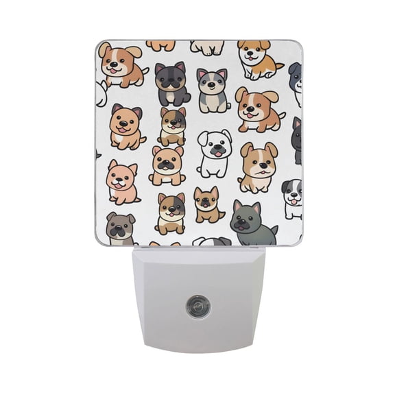 Lovely Cute Dogs Night Light 2 Pack LED Nightlight Plug into Wall Dusk to Dawn Sensor Soft White