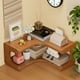 thumbnail image 4 of Estante esquinero de madera de 3 niveles | Organizador de escritorio para cocina, oficina y baño | Estante de almacenamiento compacto para tazas, maquillaje y artículos de tocador | Color café, 4 of 6