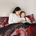 thumbnail image 4 of Erosebridal Red Flowers Magical Dragon Boy Twin Comforter Sets 3-Piece,Abstract Vintage Floral Animal Bedding Set For Teens Girls,Black Reversible, 4 of 6