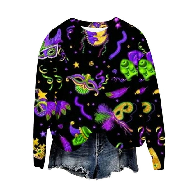 Gibobby Tops Mujeres Casual Sudadera con estampado gráfico de a la moda para mujer, sudadera con cuello redondo, sudadera informal de manga larga, blusa (Negro, XXL)